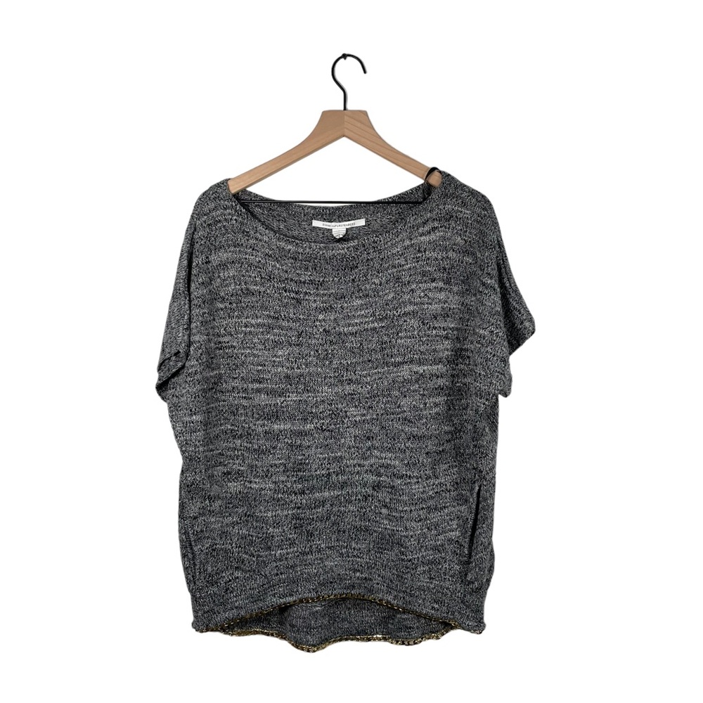 Diane Von Furstenberg Grey Sweater Top Gold Chain